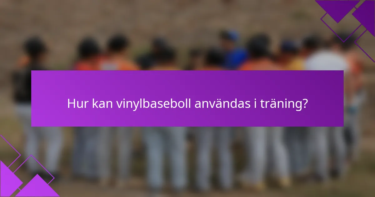 Hur kan vinylbaseboll användas i träning?