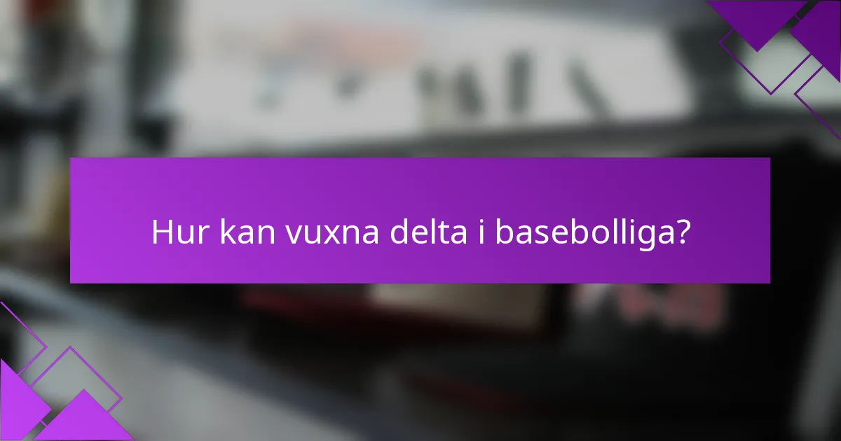 Hur kan vuxna delta i basebolliga?