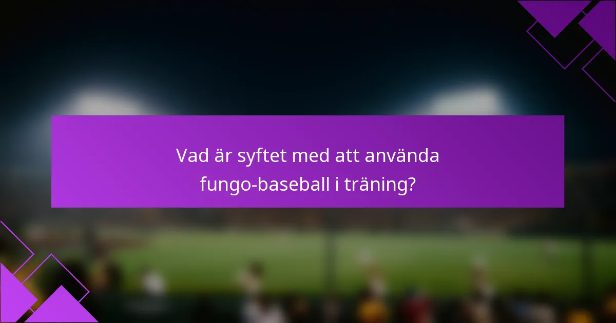 Vad är syftet med att använda fungo-baseball i träning?