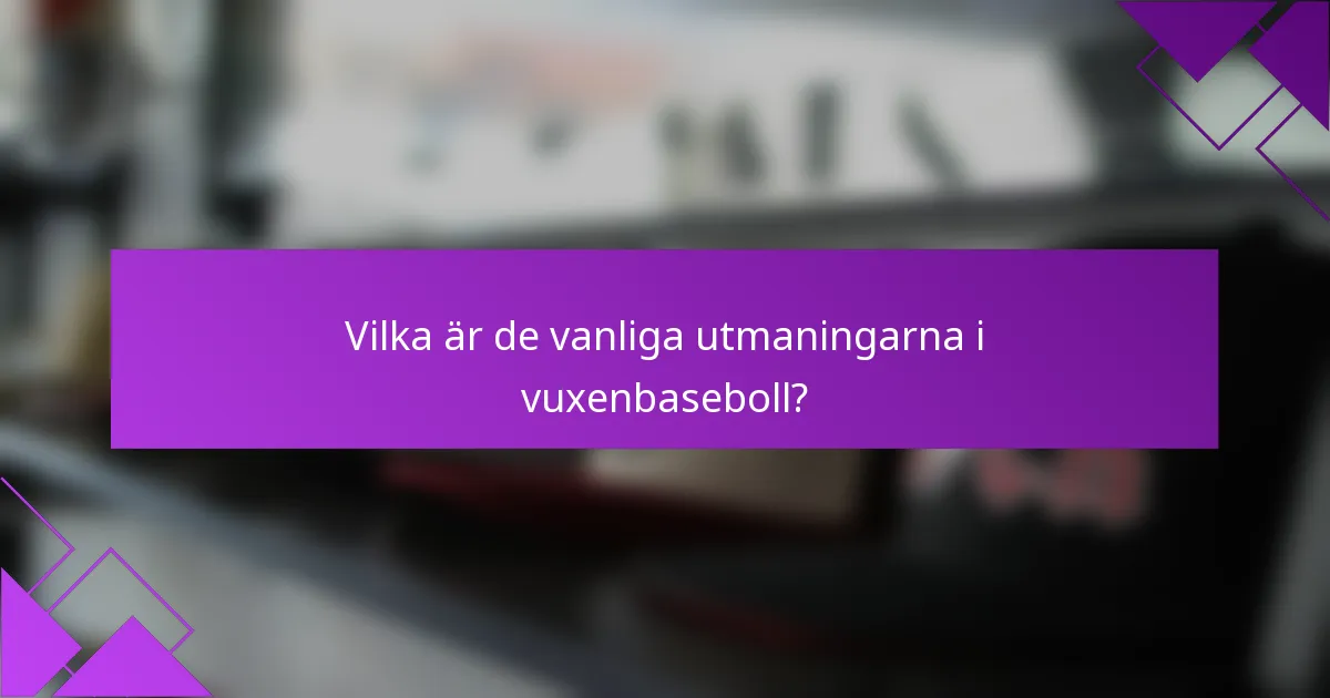 Vilka är de vanliga utmaningarna i vuxenbaseboll?