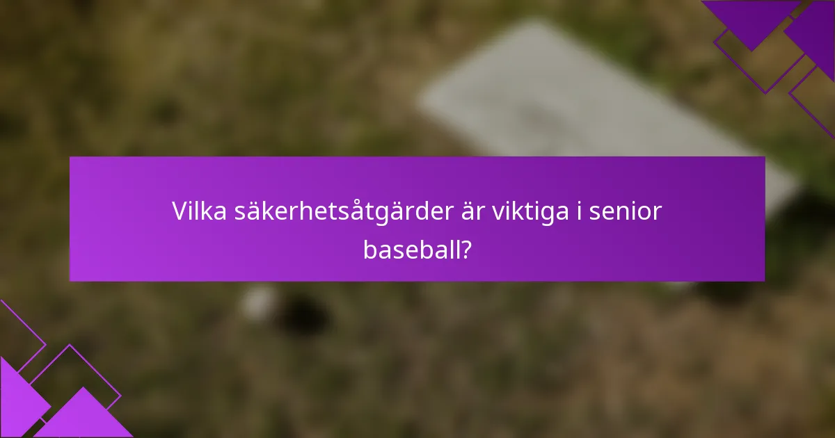 Vilka säkerhetsåtgärder är viktiga i senior baseball?